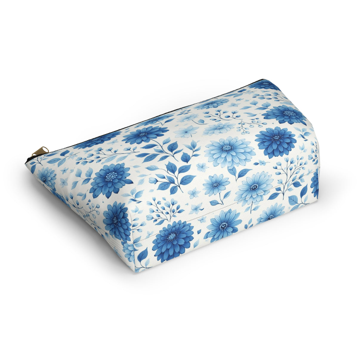 Blue Floral Accessory Pouch — T‑Bottom Makeup & Travel Bag