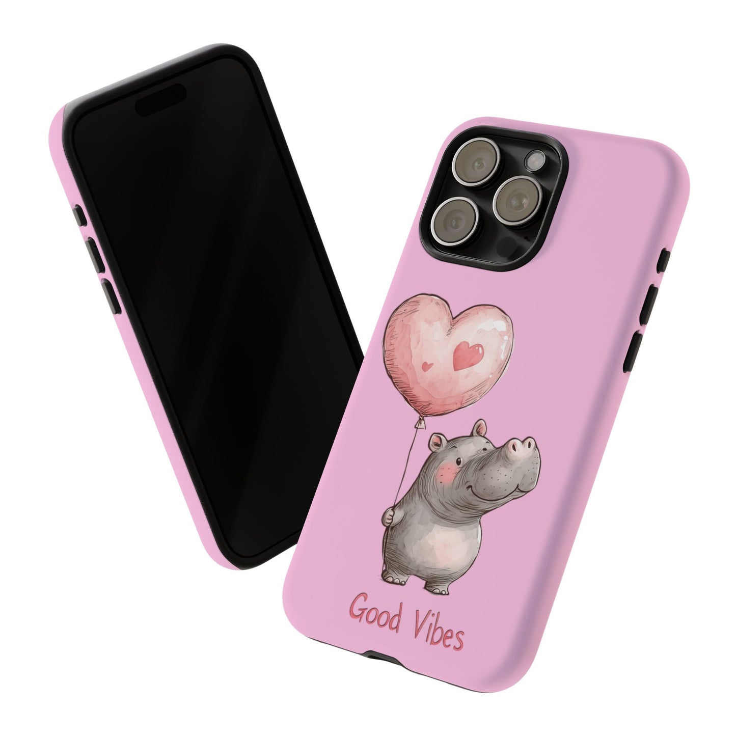 Cute Hippo Phone Case | Good Vibes, Gift for Friends, Cute Phone Accessories, Animal Lover Gift, Happy Phone Cover