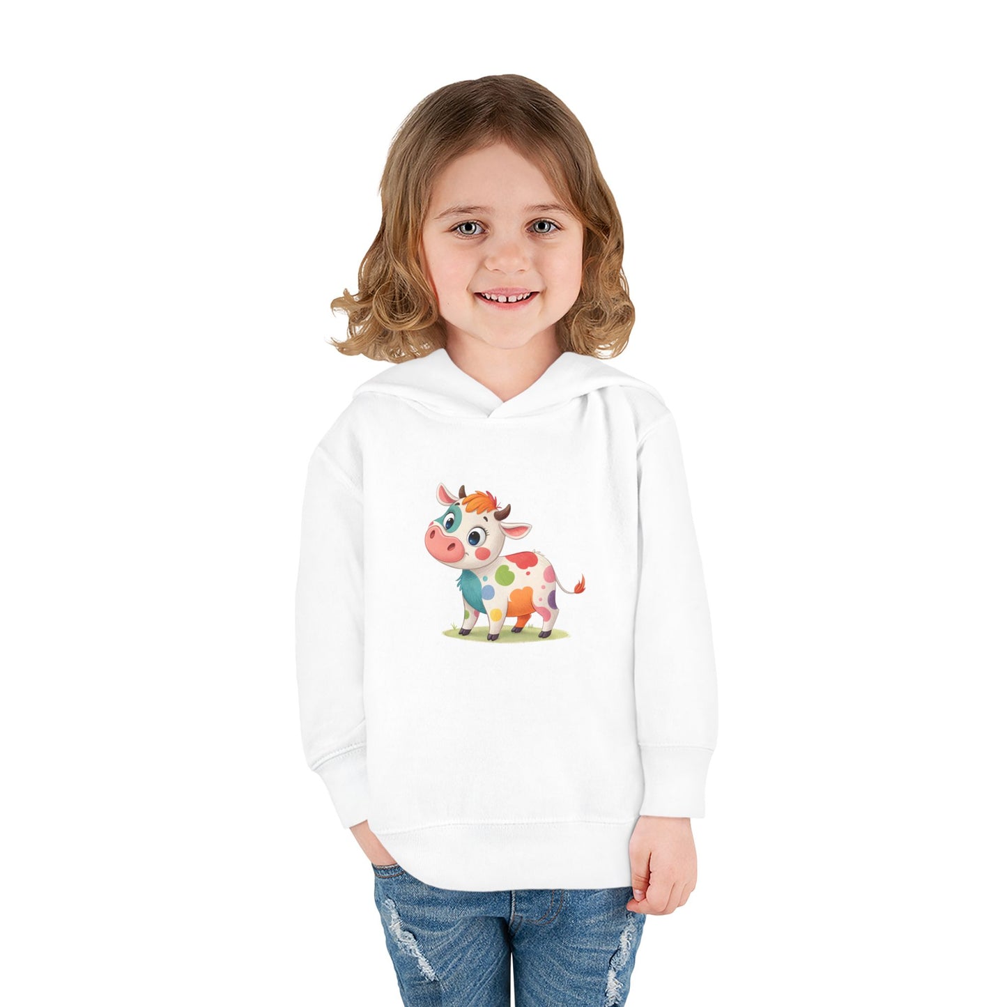 Cute Cow Toddler Pullover Fleece Hoodie, Kids' Hoodie, Animal Hoodie, Cozy Kids Apparel, Fun Gifts for Toddlers, Birthday Gift