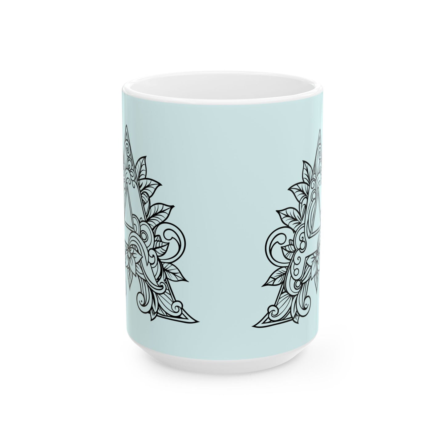 Mandala Design Ceramic Mug - Letter A Calming Tea & Coffee Cup, Gift for Her, Home Decor, Zen Vibes, Meditation