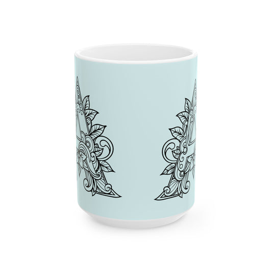 Mandala Design Ceramic Mug - Letter A Calming Tea & Coffee Cup, Gift for Her, Home Decor, Zen Vibes, Meditation