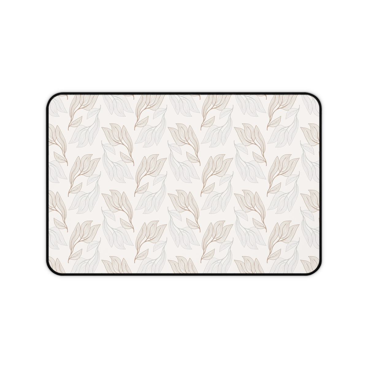 Desk Mat — Neutral Leaf Pattern Desk Mat (Beige Minimal Botanical Mousepad)