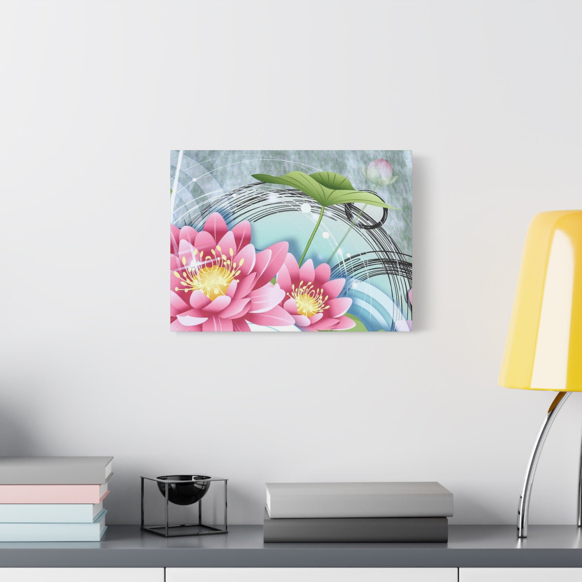 Lotus Blossom Matte Canvas Wall Art — Stretched 1.25" Decorative Print