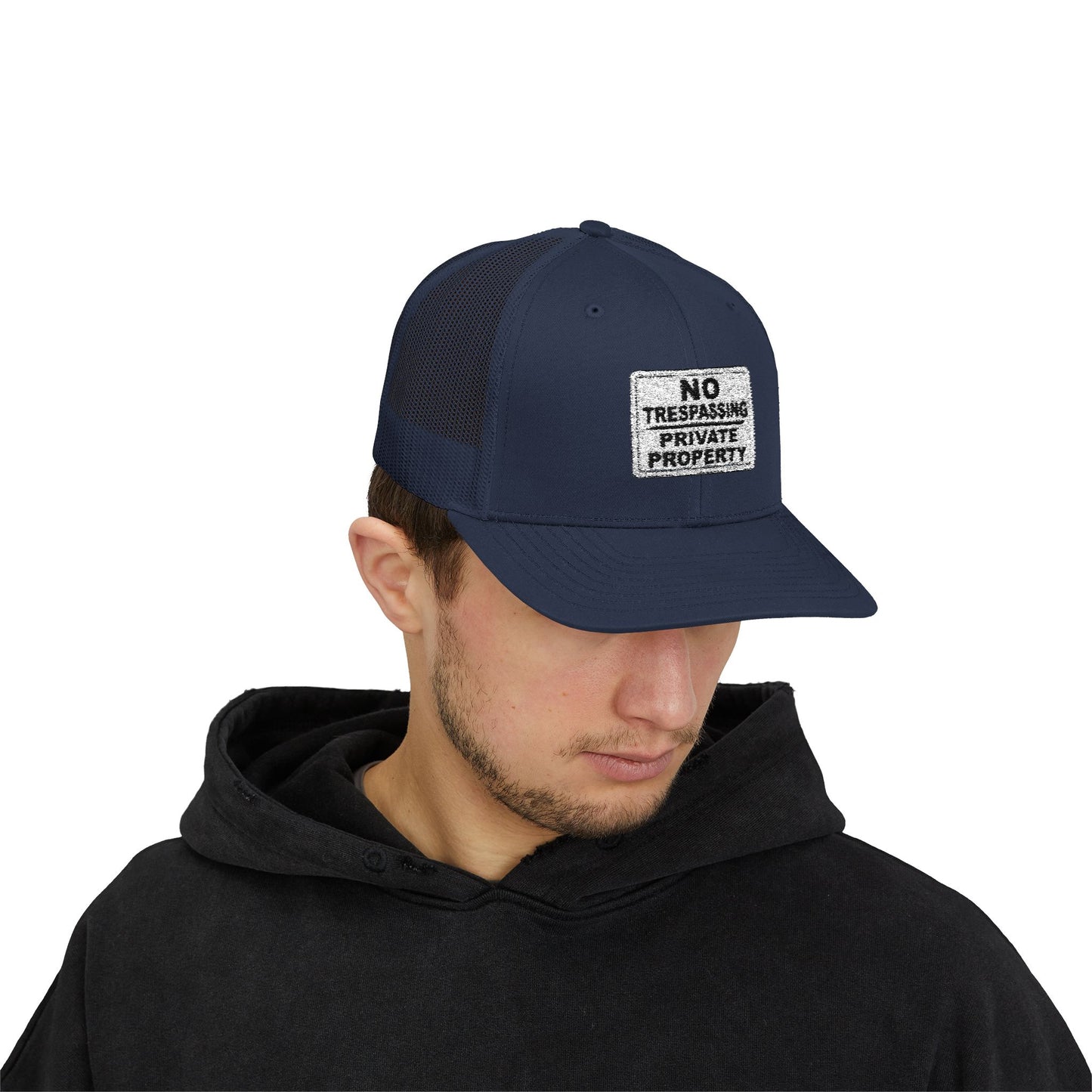 No Trespassing Snapback Trucker Cap, Outdoor Adventure Hat, Unique Gift for him, Summer Casual Style, Trendy Accessory