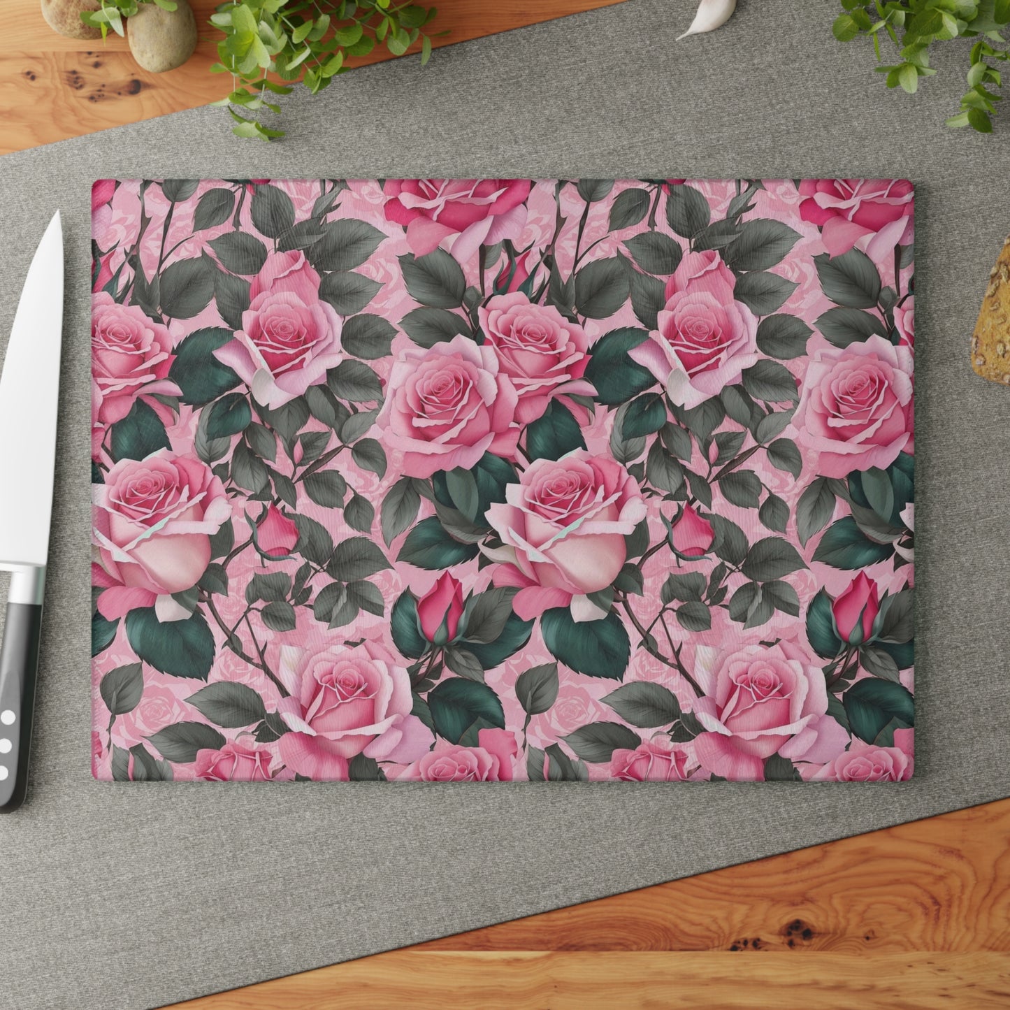 Floral Glass Cutting Board - Elegant Kitchen Decor, Gift for Her, Wedding Gift, Housewarming Present, Kitchen Accessory