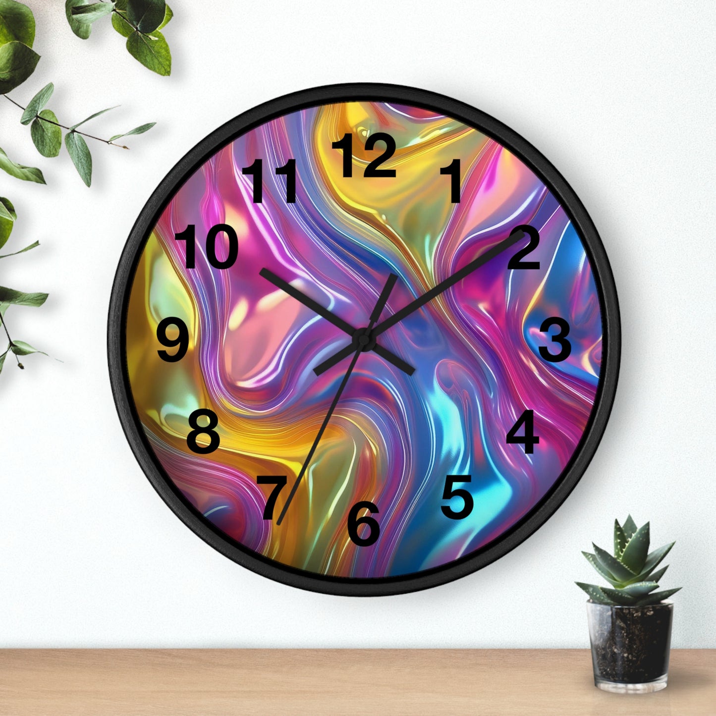 Vibrant Swirl Wall Clock – Colorful Home Decor, Modern Art Clock, Unique Gift, Living Room Accent, Abstract Wall Art