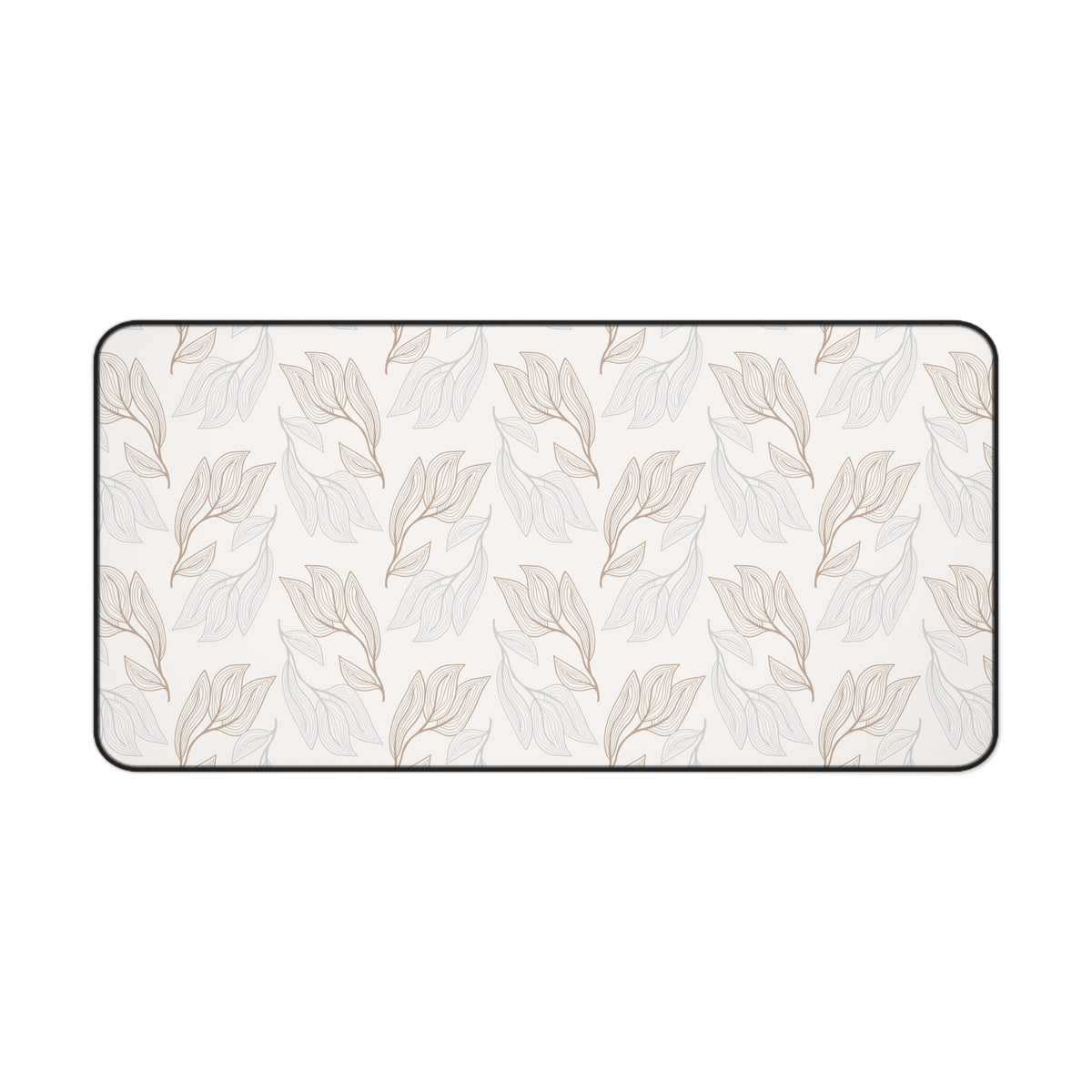 Desk Mat — Neutral Leaf Pattern Desk Mat (Beige Minimal Botanical Mousepad)