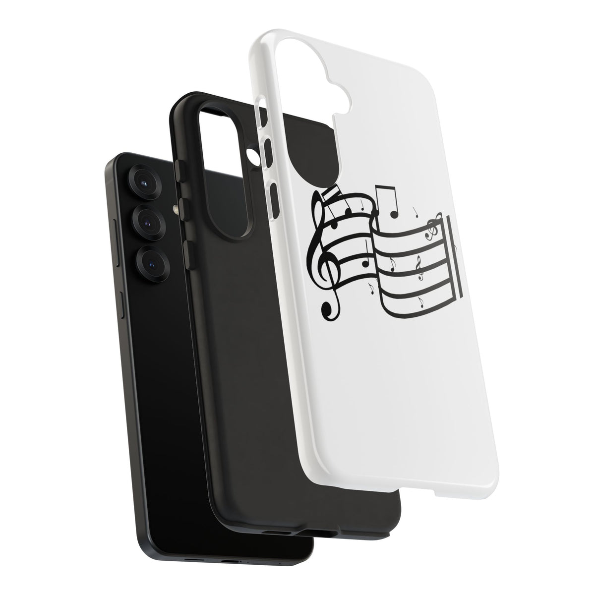 Musical Notes Phone Case — Black Treble Clef Music Staff Tough Case