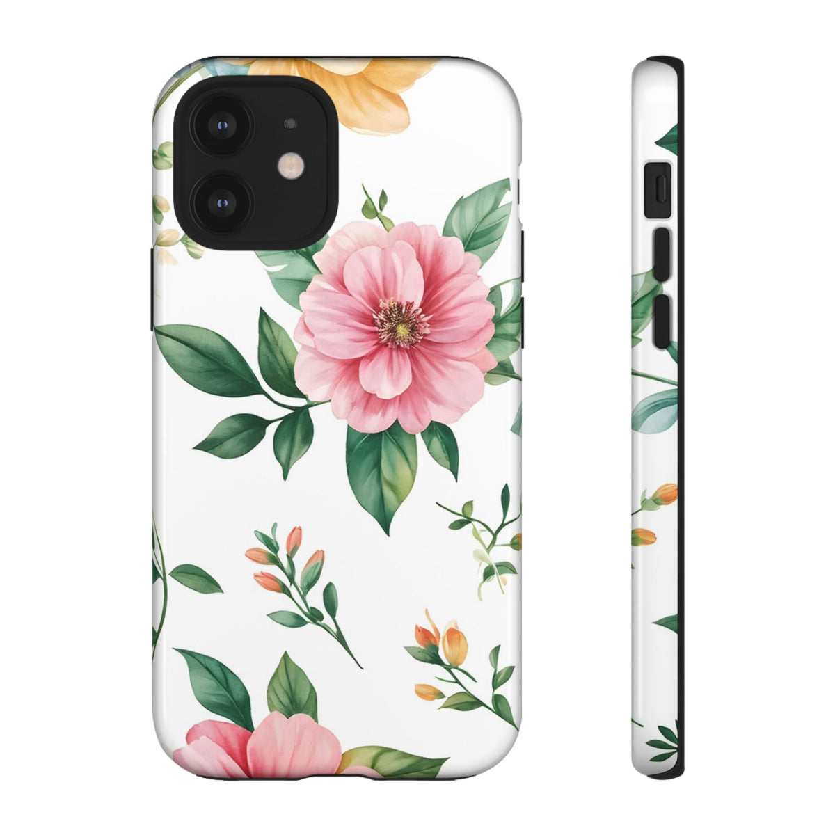 Floral Tough Phone Case — Pink Peony Protective Phone Cover