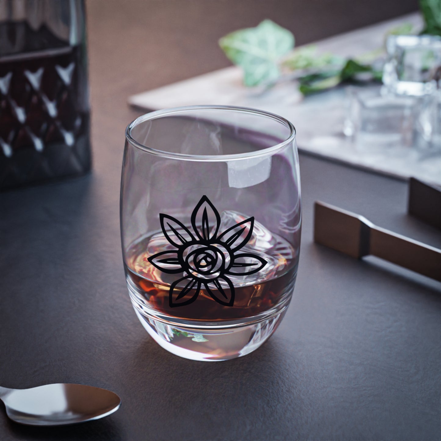 Elegant Floral Whiskey Glass | Perfect Gift for Whiskey Lovers, Barware, Home Decor, Anniversary, Wedding