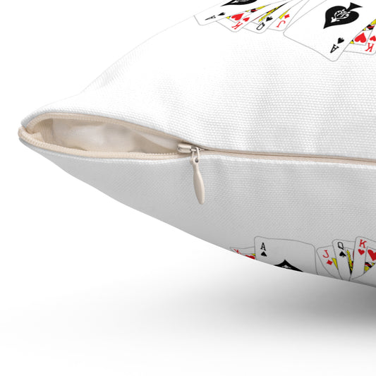 Spun Polyester Square Pillow, Perfect for Poker Lovers, Casino-Themed Decor, Great Gift for Gamers, Fun Home Accent