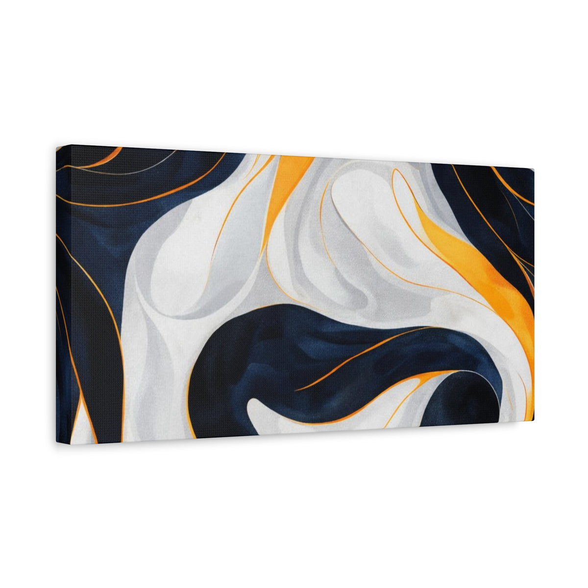 Abstract Navy & Gold Swirl Matte Canvas Wall Art