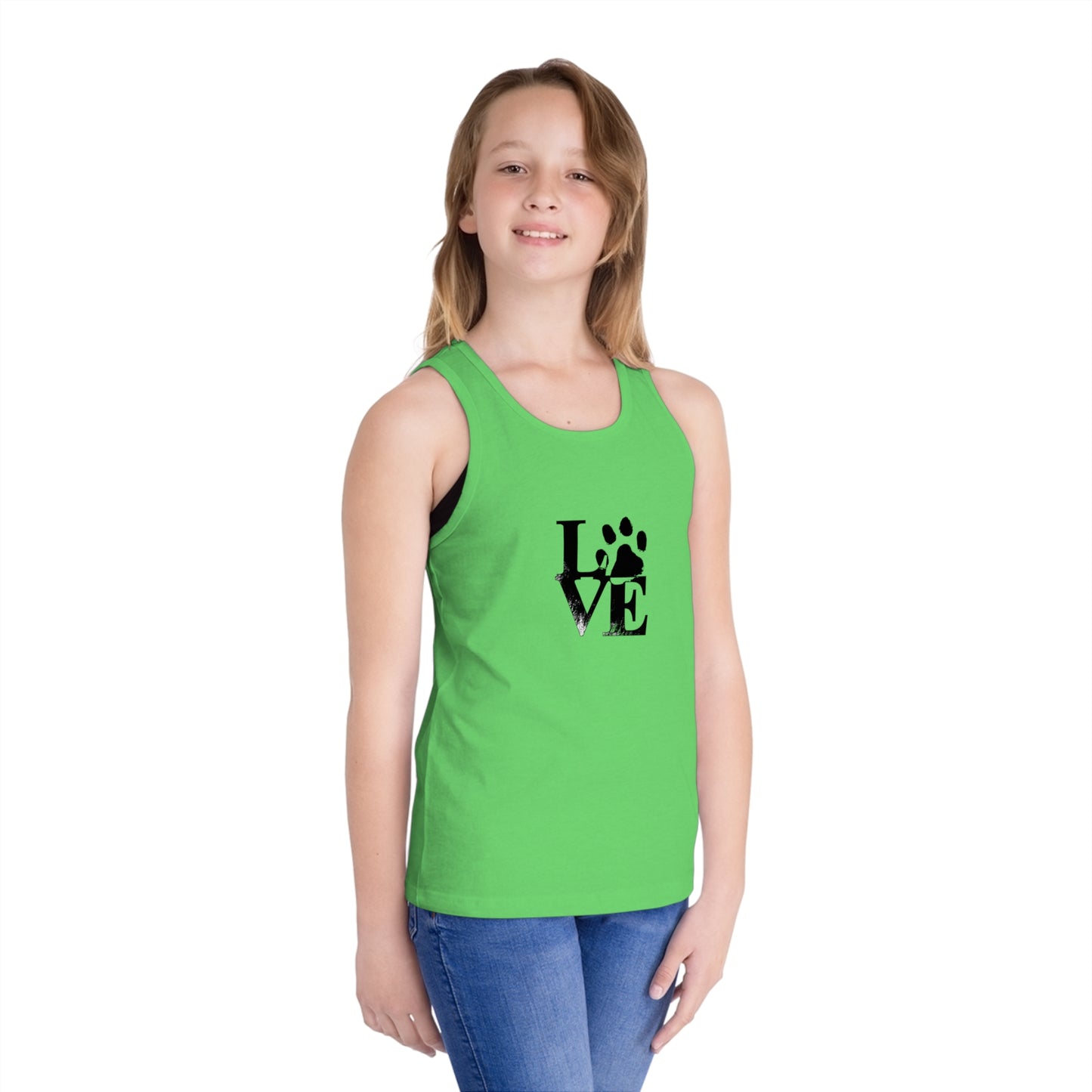 Love Paw Print Kid's Jersey Tank Top | Pet Lover's Gift, Cute Dog Shirt, Summer Outfit, Youth Tank Top, Animal Lover Apparel