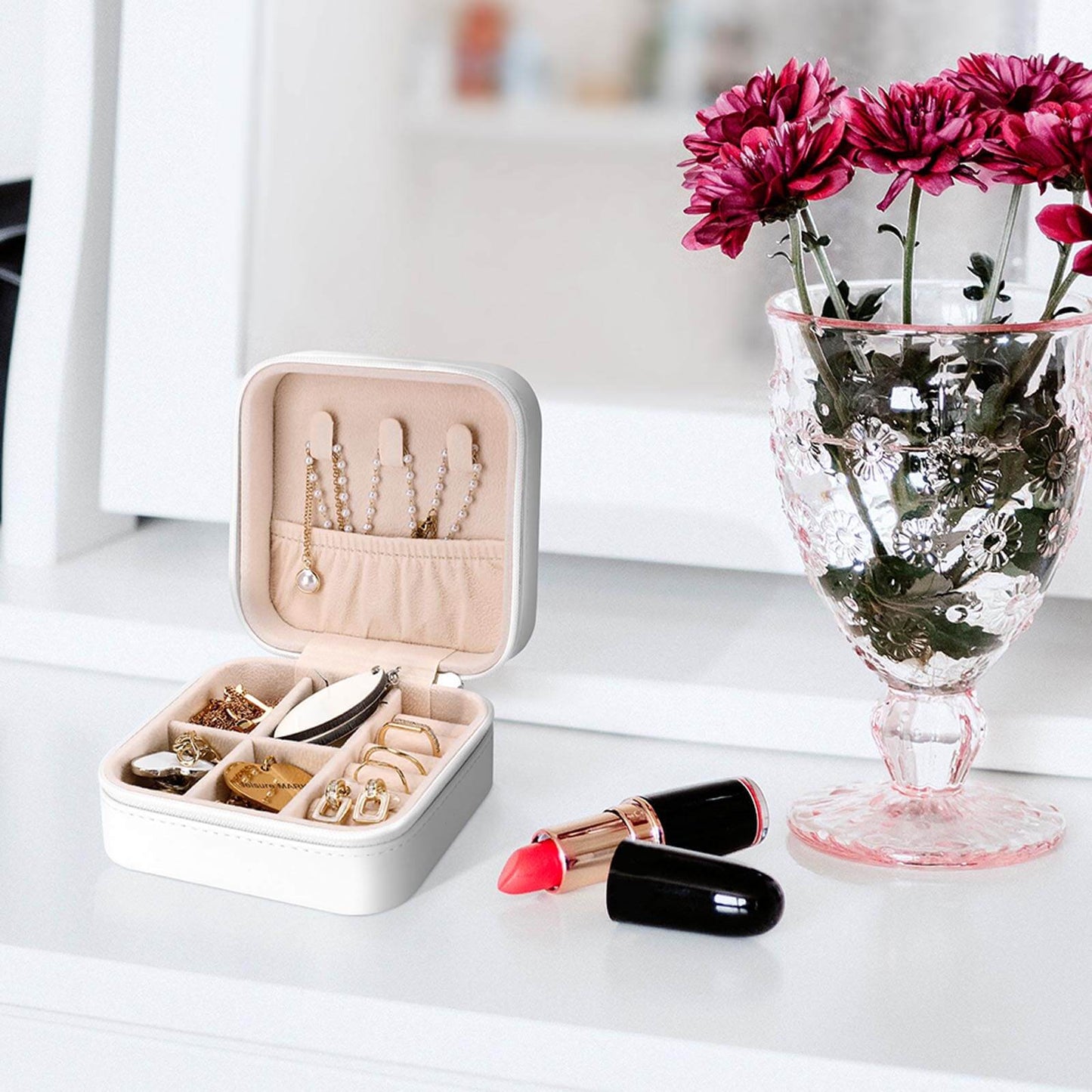 PU Portable Travel Jewellery Box - Letter A