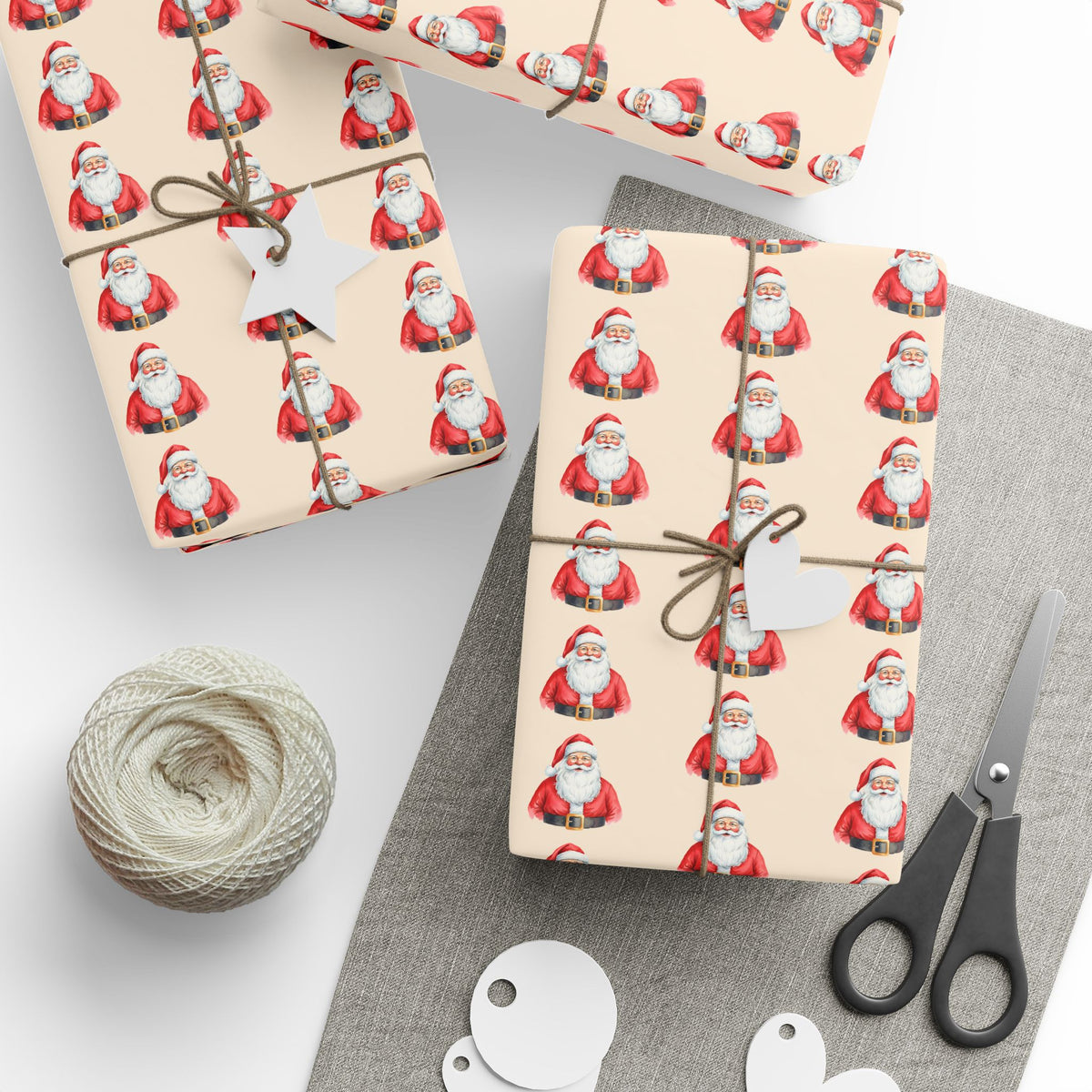 Santa Pattern Wrapping Paper Roll — Vintage Christmas Gift Wrap