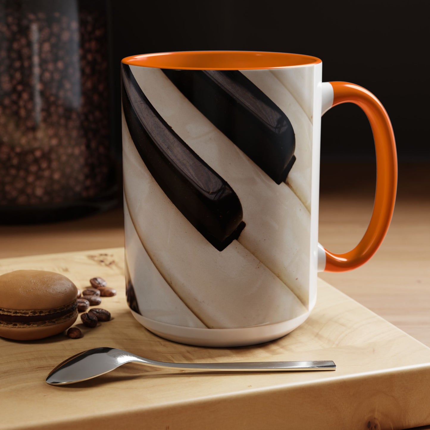 Musical Accent Coffee Mug | Piano Design, Coffee Lover Gift, Musician Mug, Stylish Drinkware, Home & Office Decor