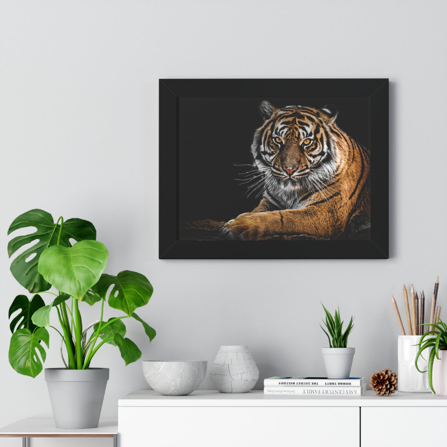 Majestic Tiger Wall Art Print, Framed Horizontal Poster, Animal Decor, Home Office Decoration, Wildlife Art, Gift Idea
