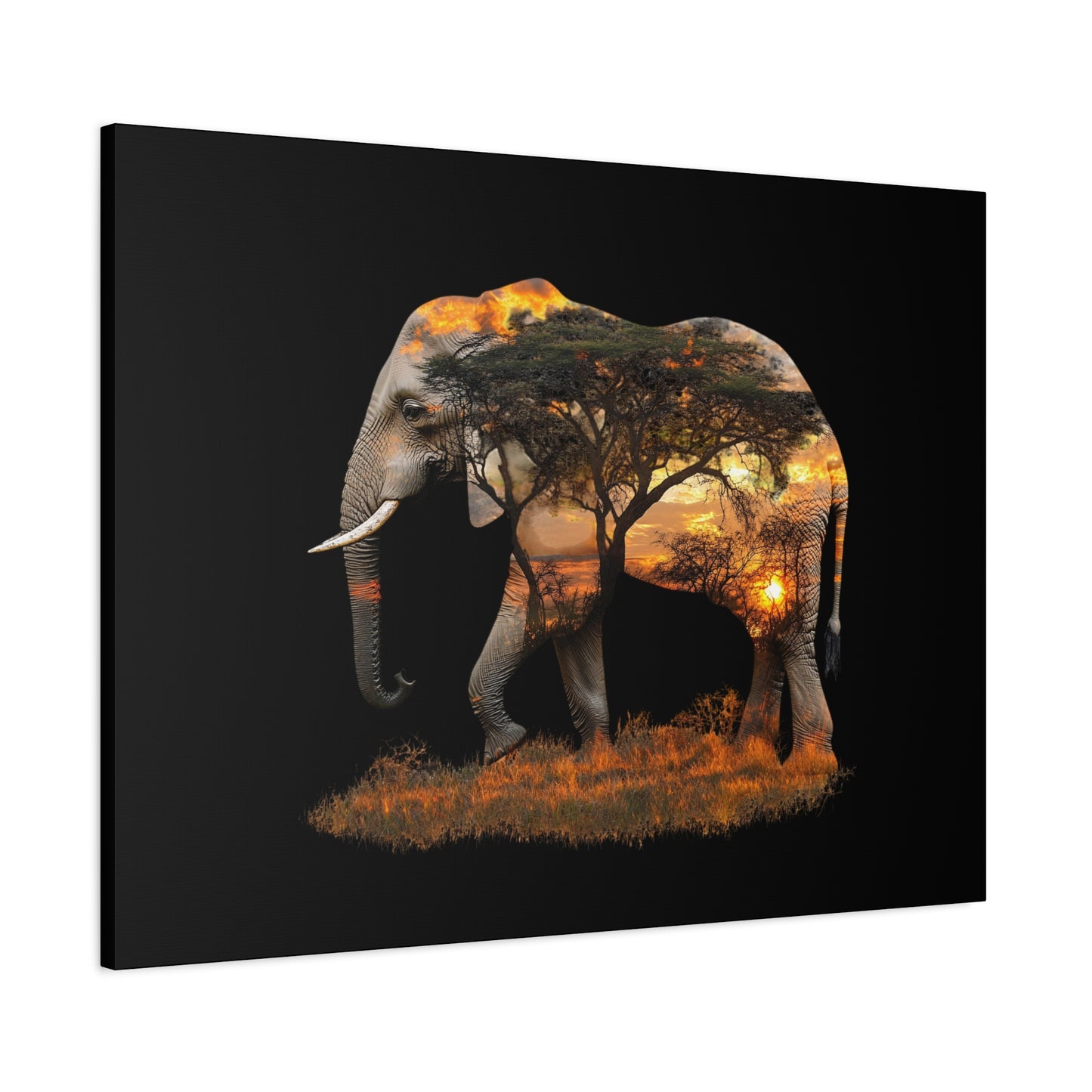 Elephant Tree Matte Canvas Art, Nature Wall Decor, Wildlife Home Decoration, Gift for Animal Lovers, Boho Living Room Accent