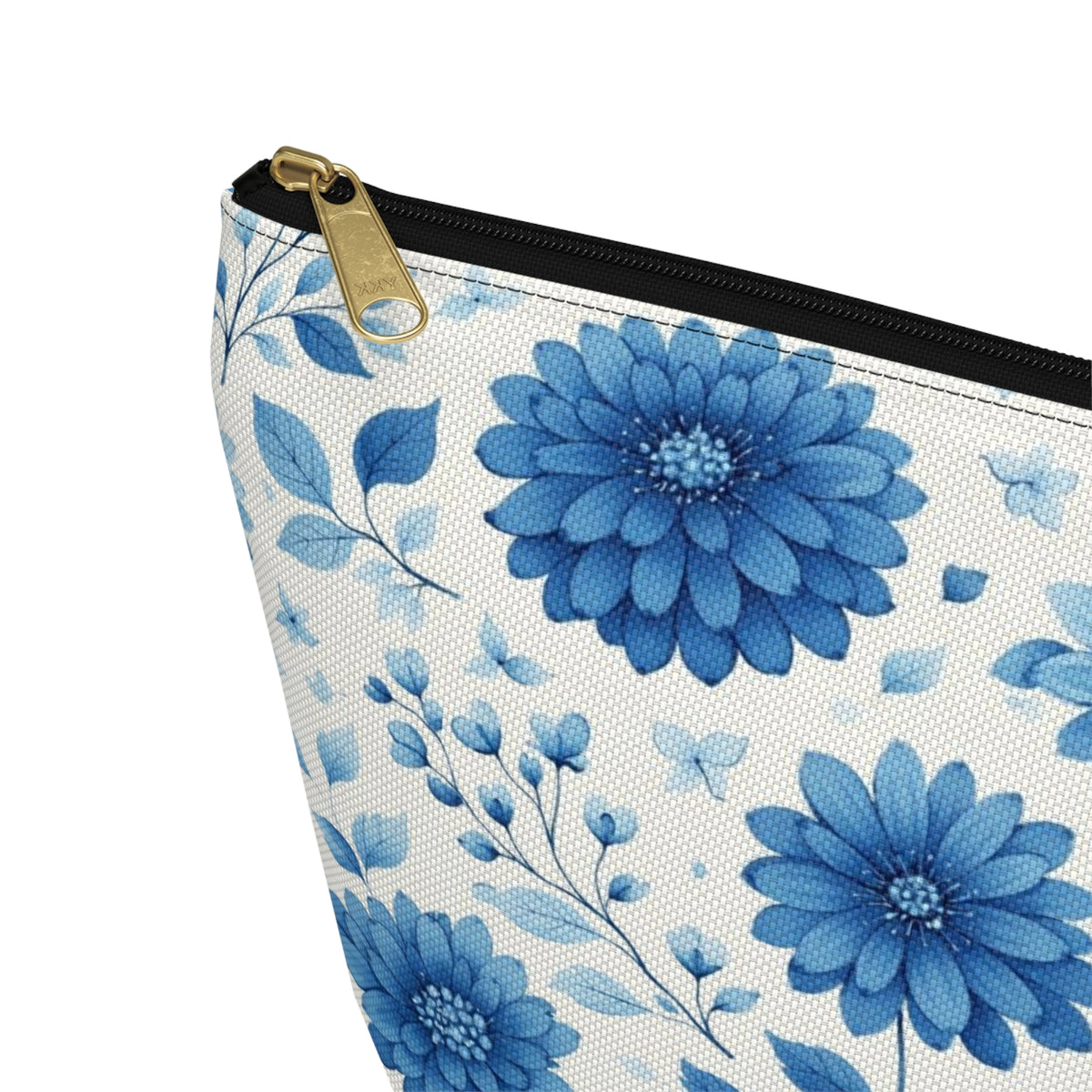 Blue Floral Accessory Pouch — T‑Bottom Makeup & Travel Bag
