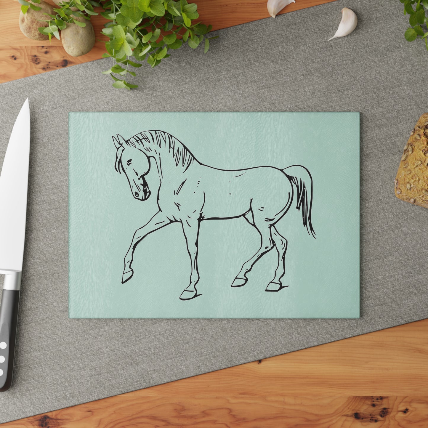 Elegant Horse Glass Cutting Board, Equine Decor, Unique Kitchen Gift, Farmhouse Kitchen, Wedding Gift, Gift for Horse Lovers