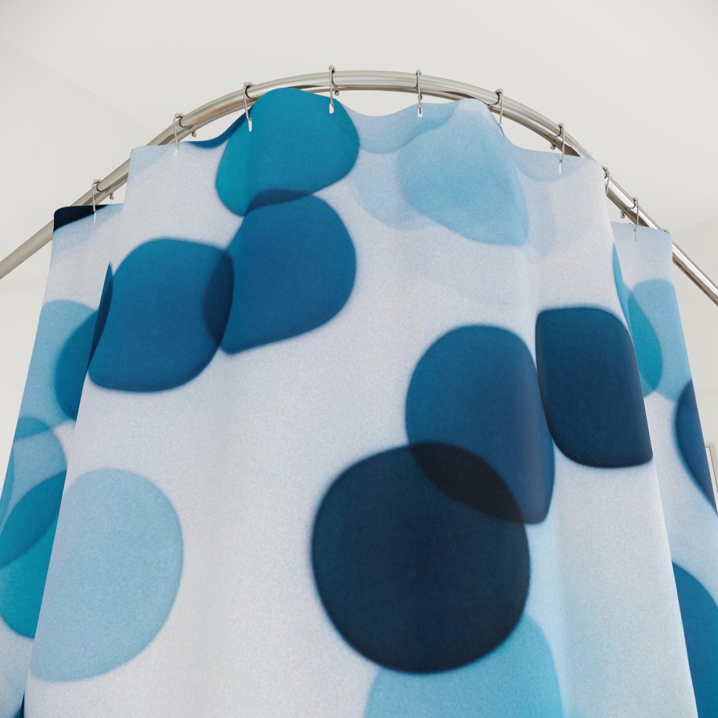 Modern Blue Polka Dot Shower Curtain, Stylish Bathroom Decor, Home Accessories, Refreshing Ambiance, Bathing Essentials, Gift