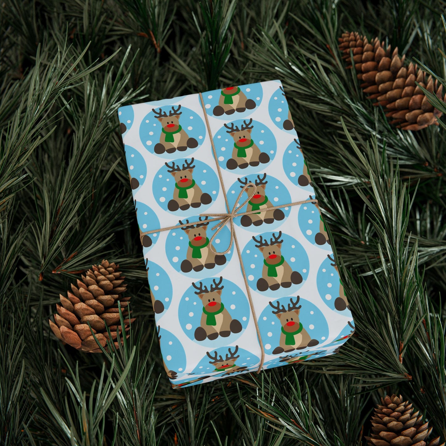 Wrapping Paper — Cheerful Reindeer Pattern Holiday Gift Wrap