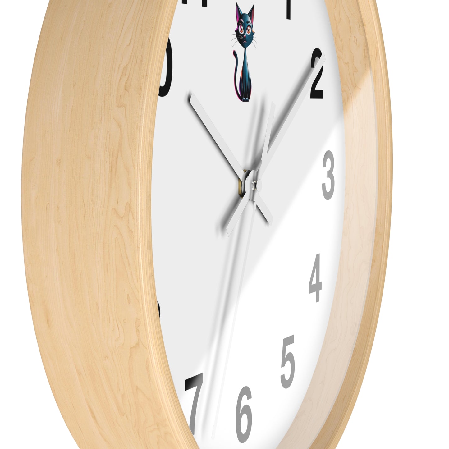Cute Cat Wall Clock, Feline Decor, Home Office, Gift for Cat Lovers, Adorable Wall Art