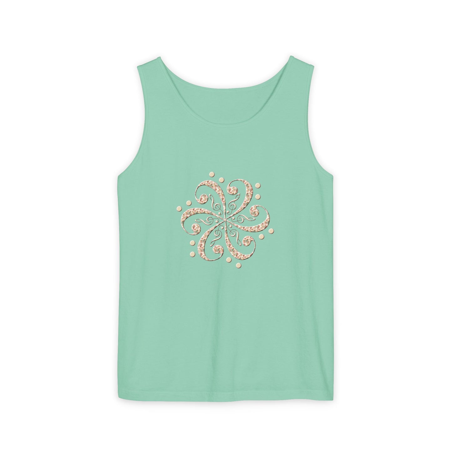 Boho Spiral Design Tank Top | Unisex Summer Apparel, Casual Wear, Beach Outfit, Festival Top, Gift Idea