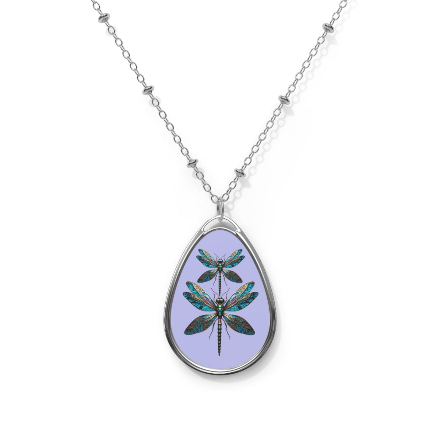 Elegant Dragonfly Oval Necklace - Nature-Inspired Jewelry for Women, Boho Accessories, Gift for Her, Birthday Present, Handmade Necklace