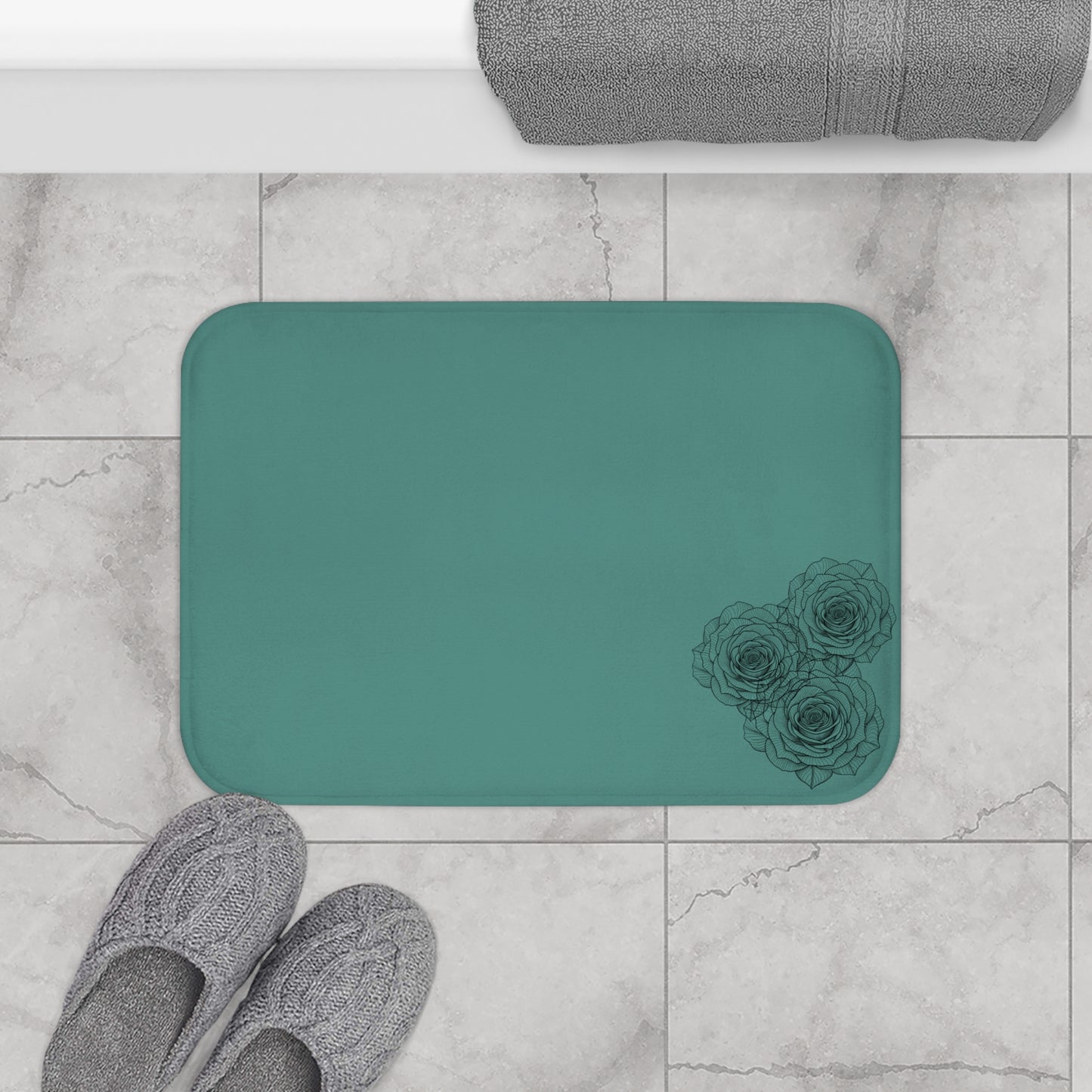 Elegant Floral Bath Mat - Decorative Shower Rug, Home Décor, Bathroom Accessory, Gift for Housewarming, Eco-Friendly Design