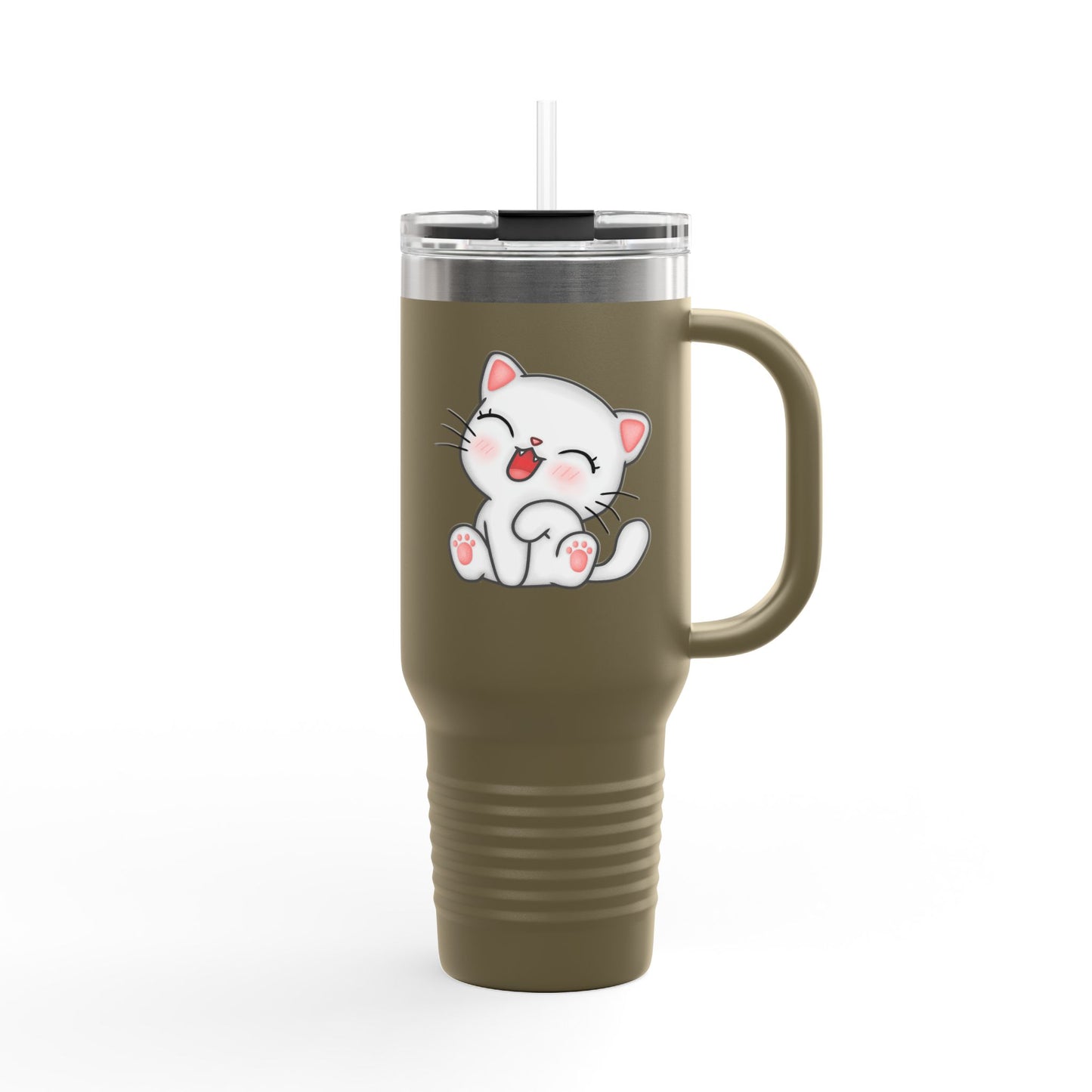 Cute Cat Insulated Travel Mug, 40oz | Funny Coffee Mug for Cat Lovers, Animal Lover Gift, Travel Tumbler, Pet Themed Drinkware