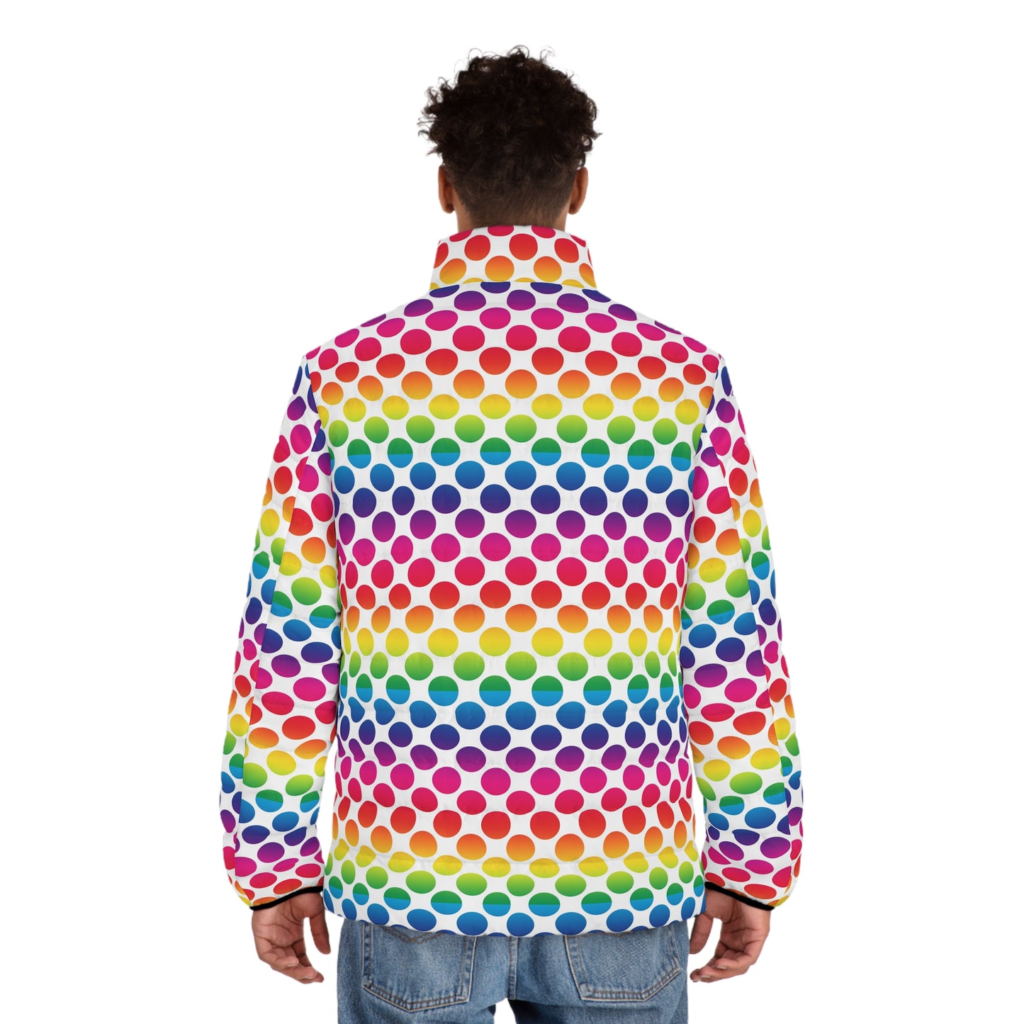 Vibrant Rainbow Men's Puffer Jacket, Colorful Winter Outerwear, Stylish Men's Jacket, Unisex Jacket, Perfect for All Occasions