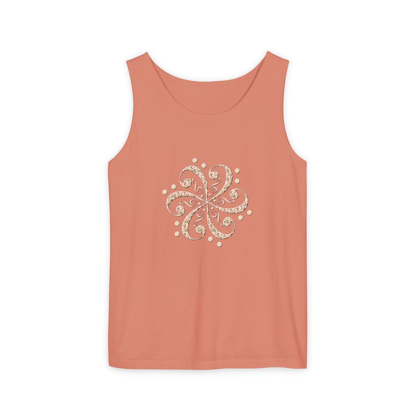 Boho Spiral Design Tank Top | Unisex Summer Apparel, Casual Wear, Beach Outfit, Festival Top, Gift Idea