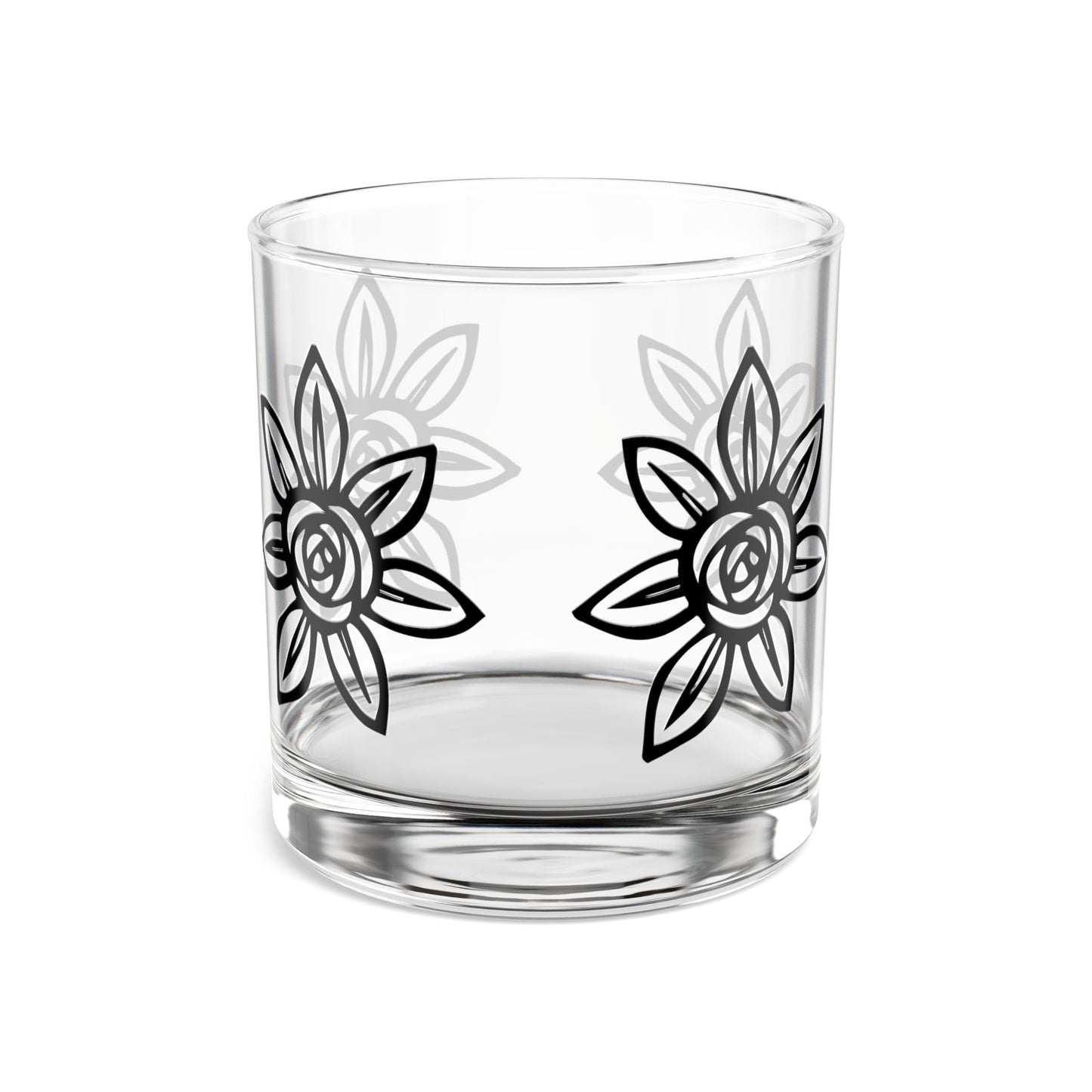Floral Rocks Glass, Elegant Drinkware for Home Bar, Perfect for Gifts, Entertaining, and Celebrations