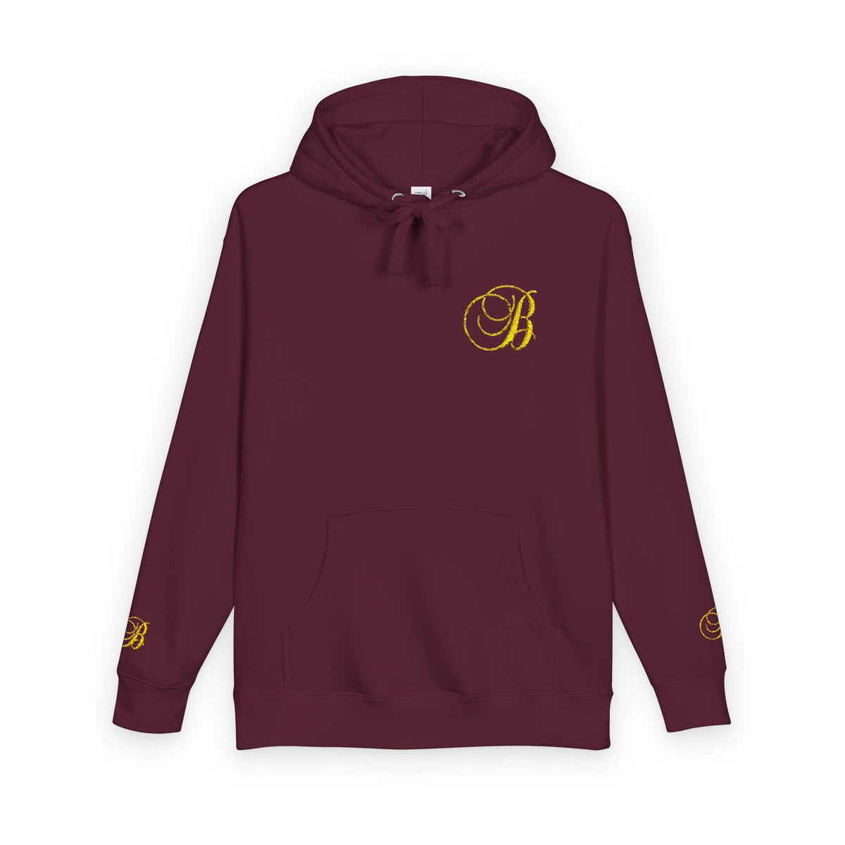 Coral Gold Floral Initial Hoodie — Monogram 'B' Casual Pullover