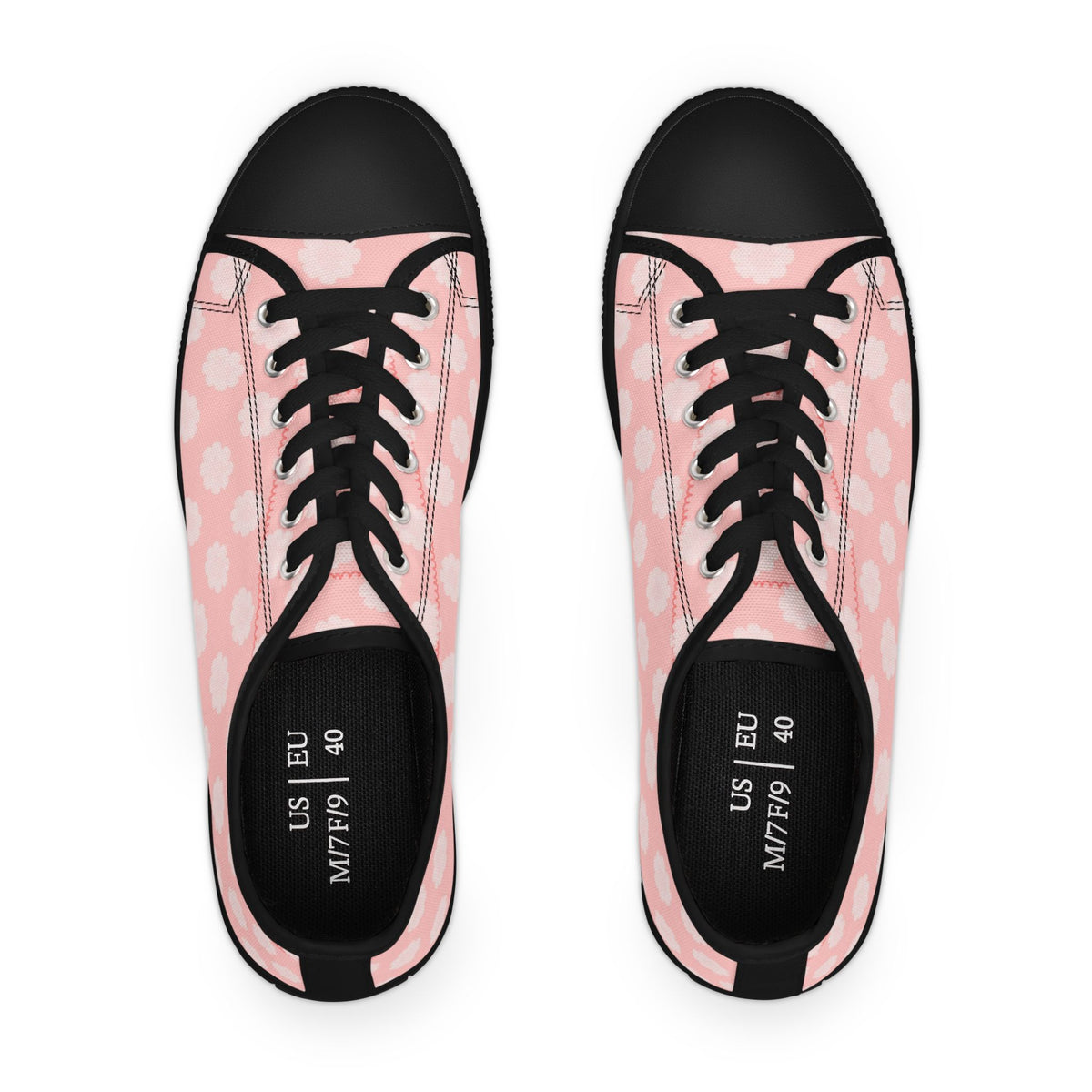 Pink Daisy Low Top Sneakers — Floral Canvas Casual Shoes