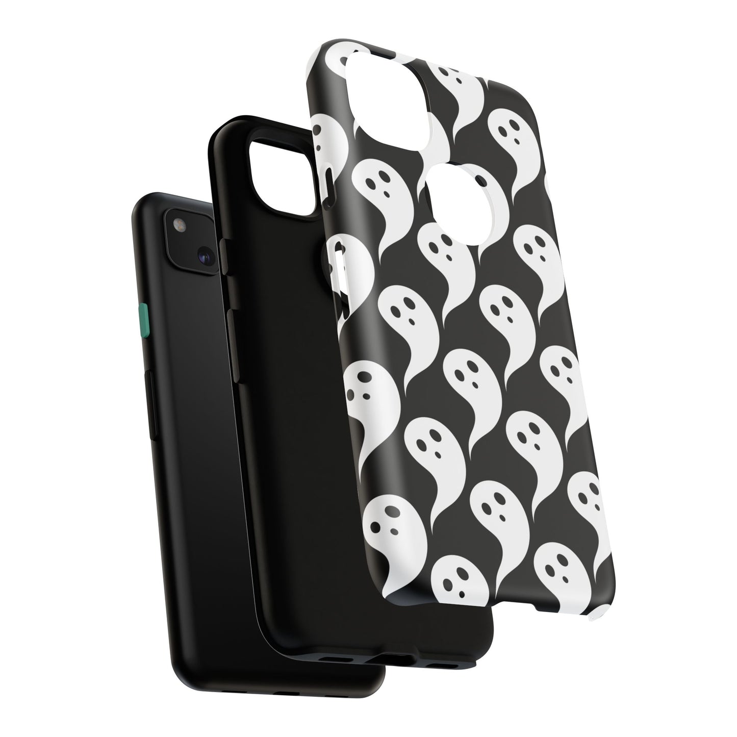 Ghost Pattern Phone Case, Cute Ghost Cell Phone Cover, Halloween Accessory, Spooky Gift, Black and White Phone Case