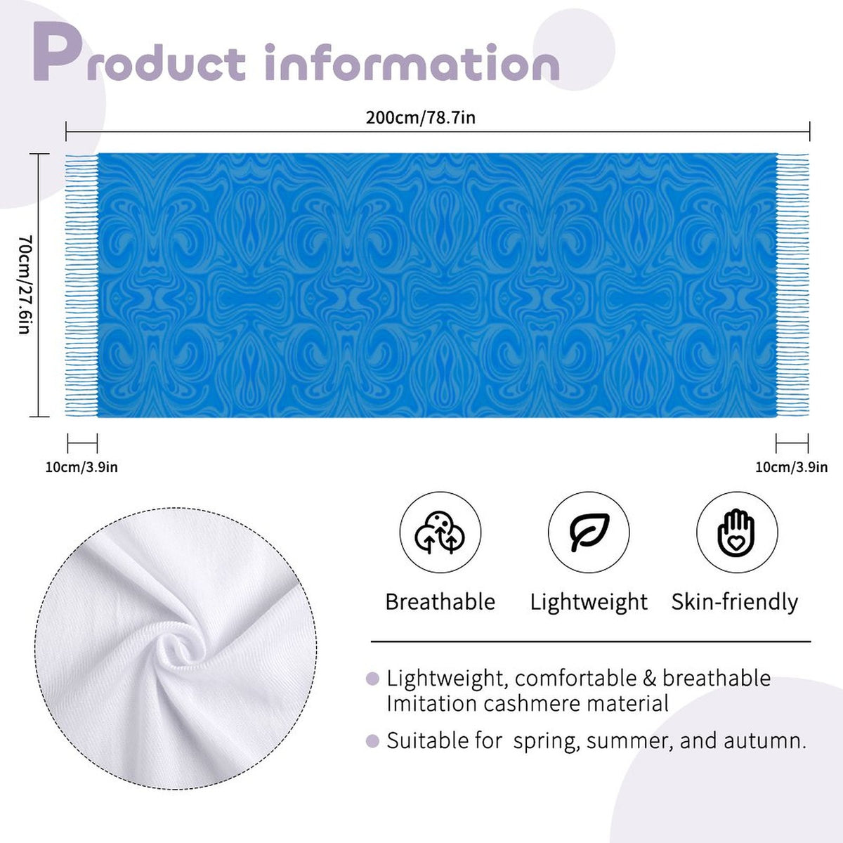 Cashmere-like Tassel Scarf Blue