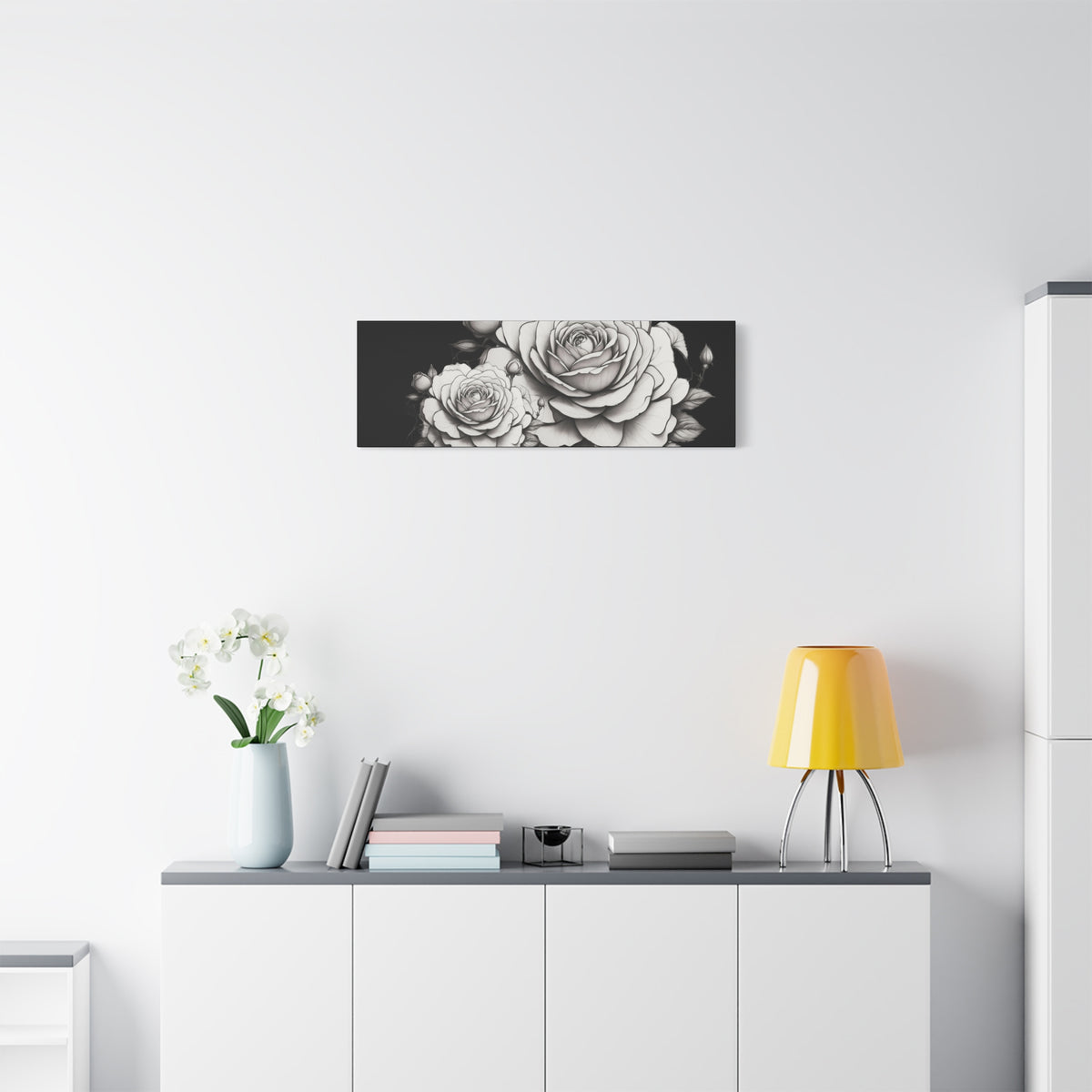 Monochrome Rose Canvas Print — Black & White Floral Wall Art