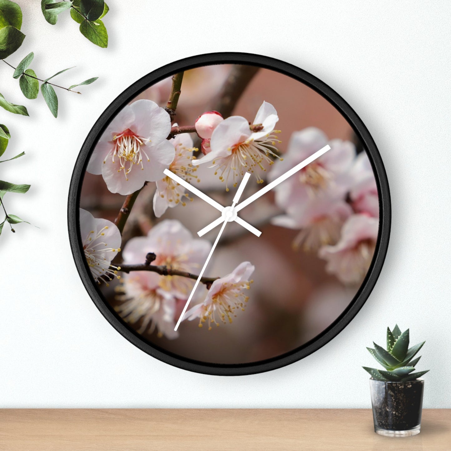 Elegant Floral Wall Clock, Spring Decor, Home Office Accessory