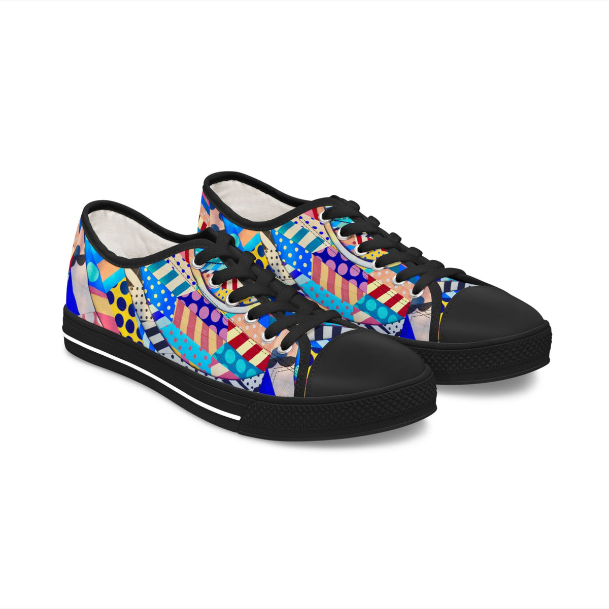 Colorful Abstract Pattern Low Top Sneakers – Bold Geometric Print
