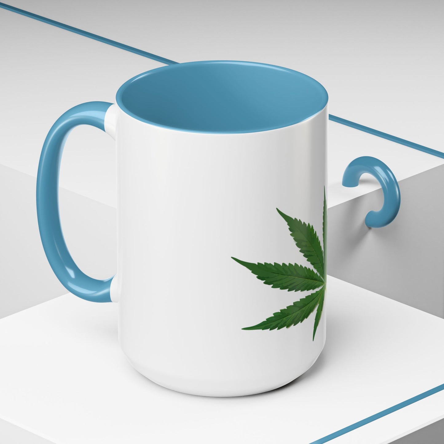 Marijuana Leaf Accent Coffee Mug | Cannabis Lover's Gift, Unique Coffee Cup, Pothead Mug, Stoner Gift Idea, Greenery Decor