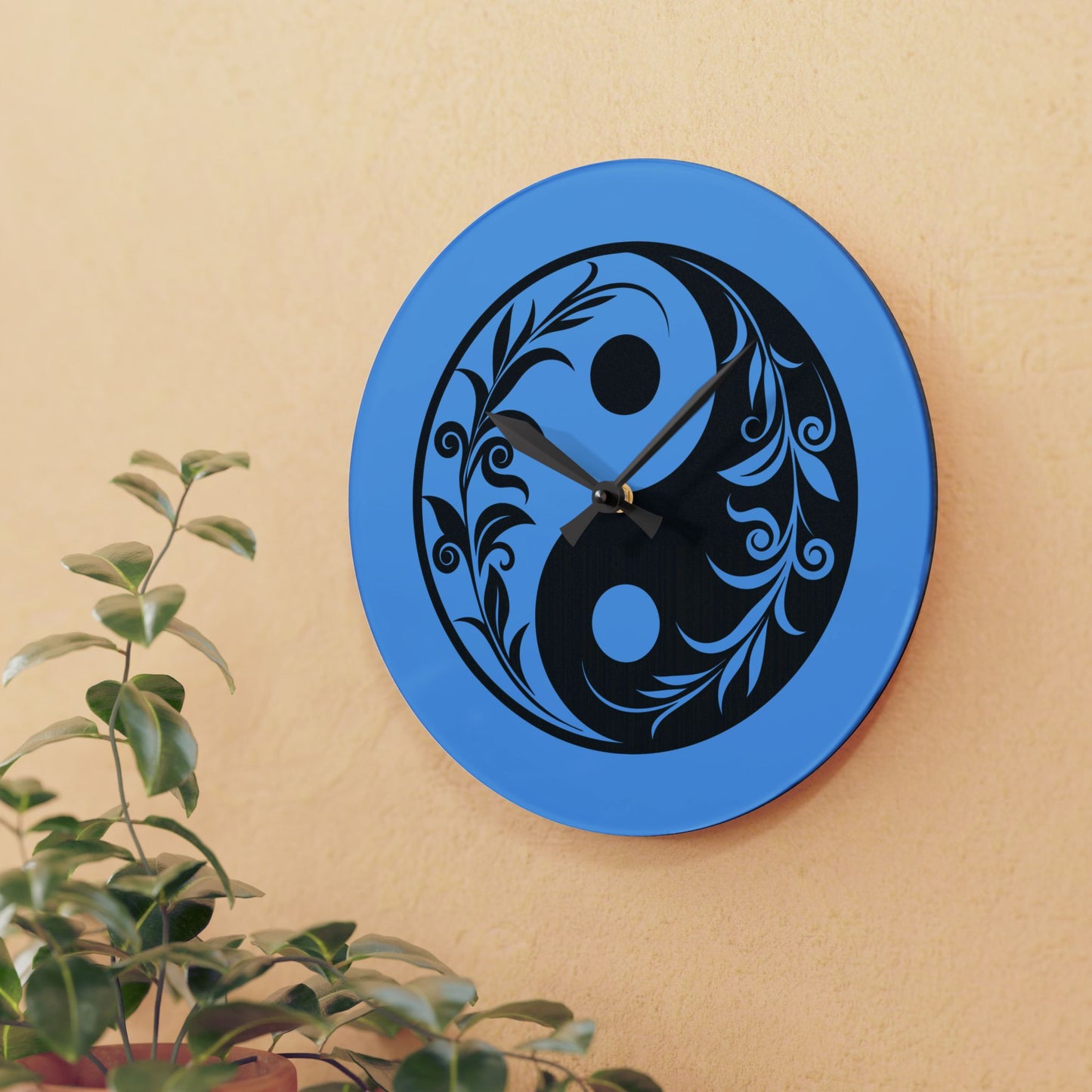 Yin Yang Acrylic Wall Clock, Bohemian Decor, Modern Home Accent, Statement Art, Gift for Yoga Lovers, Unique Wall Art