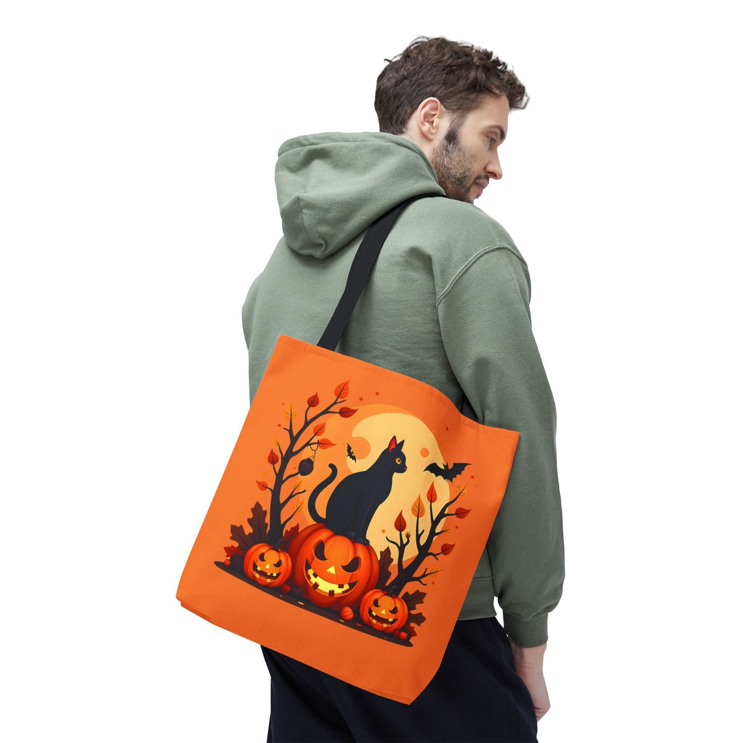 Halloween Cat Tote Bag | Spooky Halloween Accessory, Trick or Treat, Gift for Cat Lovers, Fall Fashion Must-Have, Pumpkin Decor