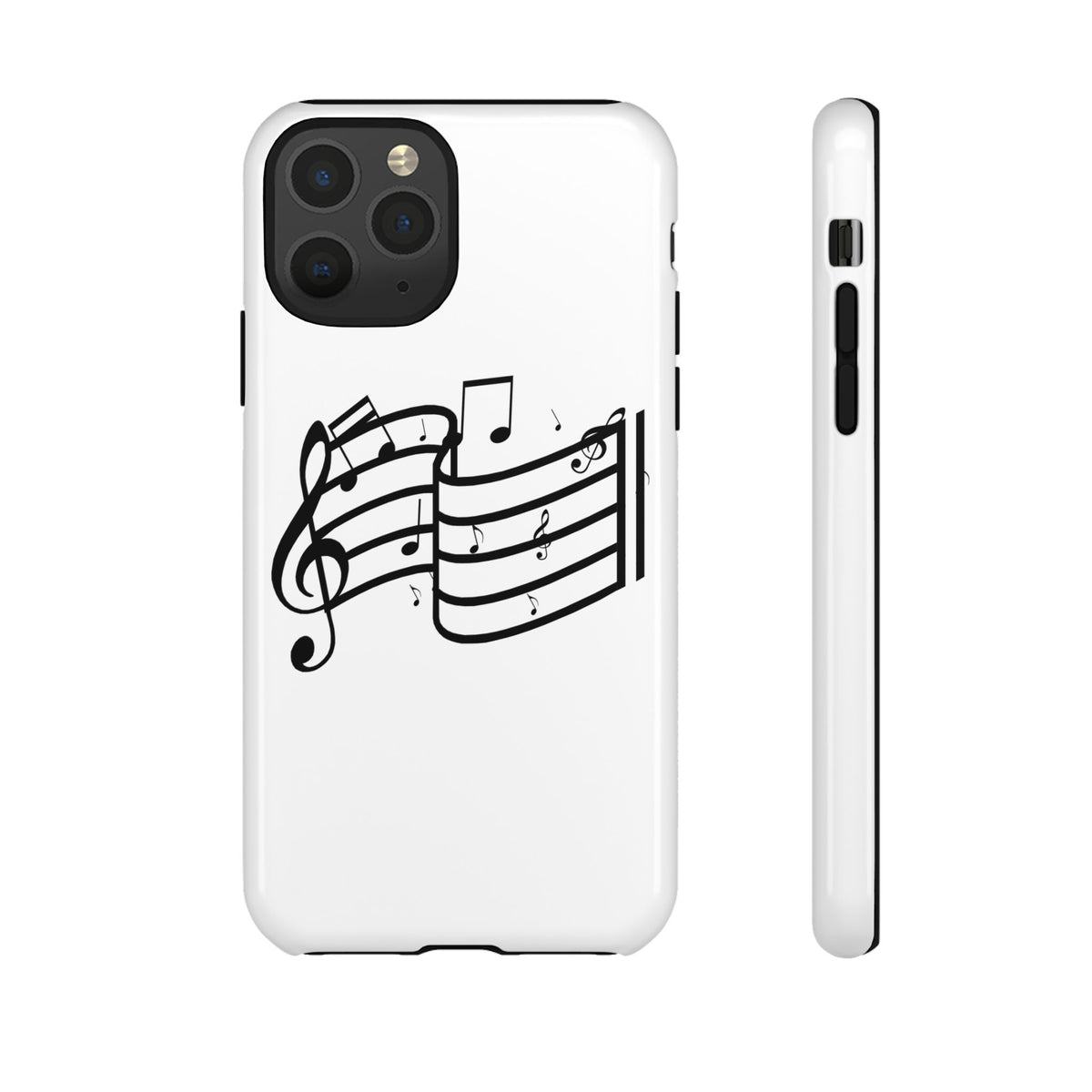 Musical Notes Phone Case — Black Treble Clef Music Staff Tough Case