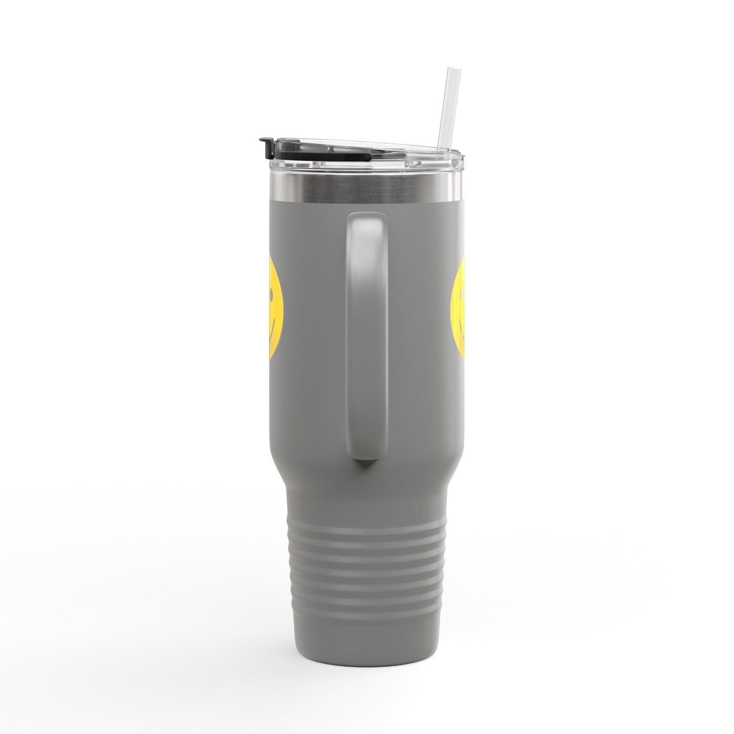 Smiley Face Insulated Travel Mug | 40oz Large Cup for Hot/Cold Beverages | Perfect for Travel & Gifting