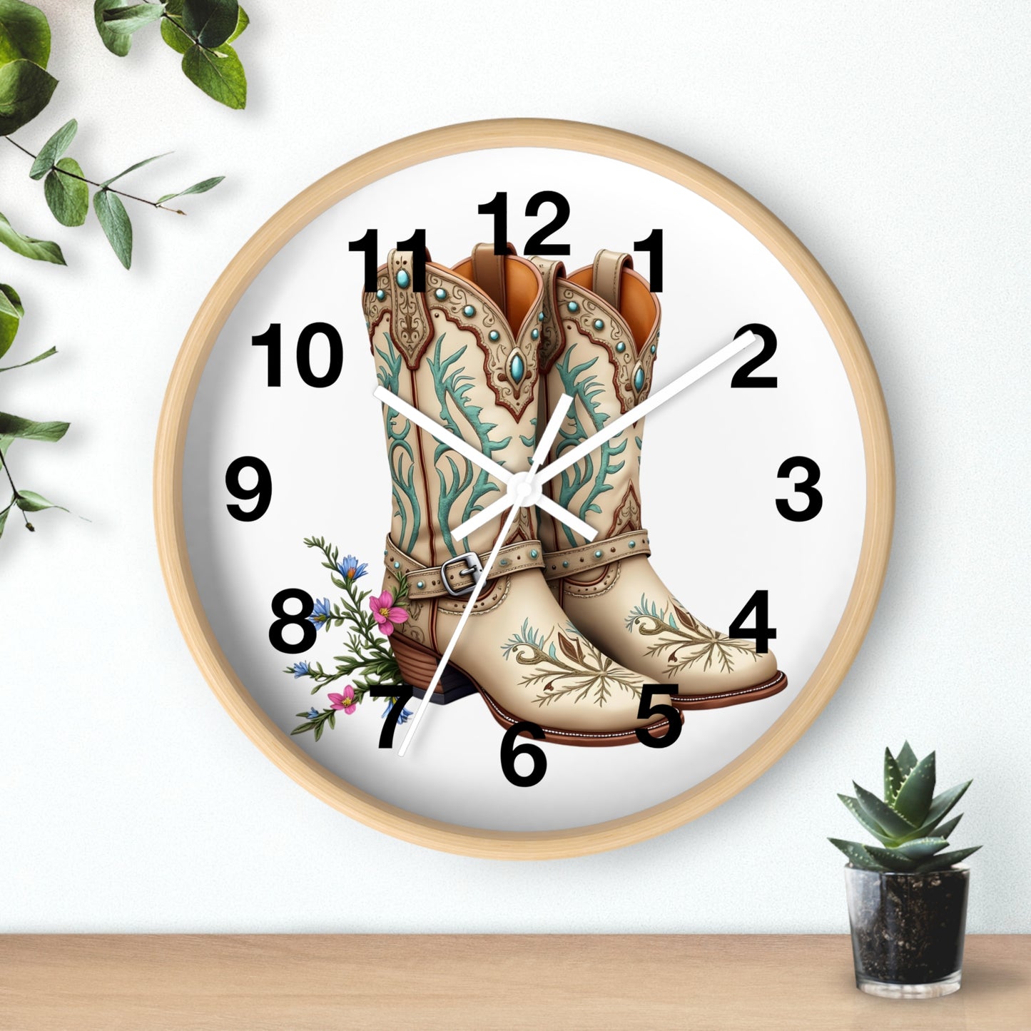 Cowboy Boots Wall Clock, Rustic Home Decor, Farmhouse Style, Country Kitchen Clock, Gift for Cowgirl, Western Decor