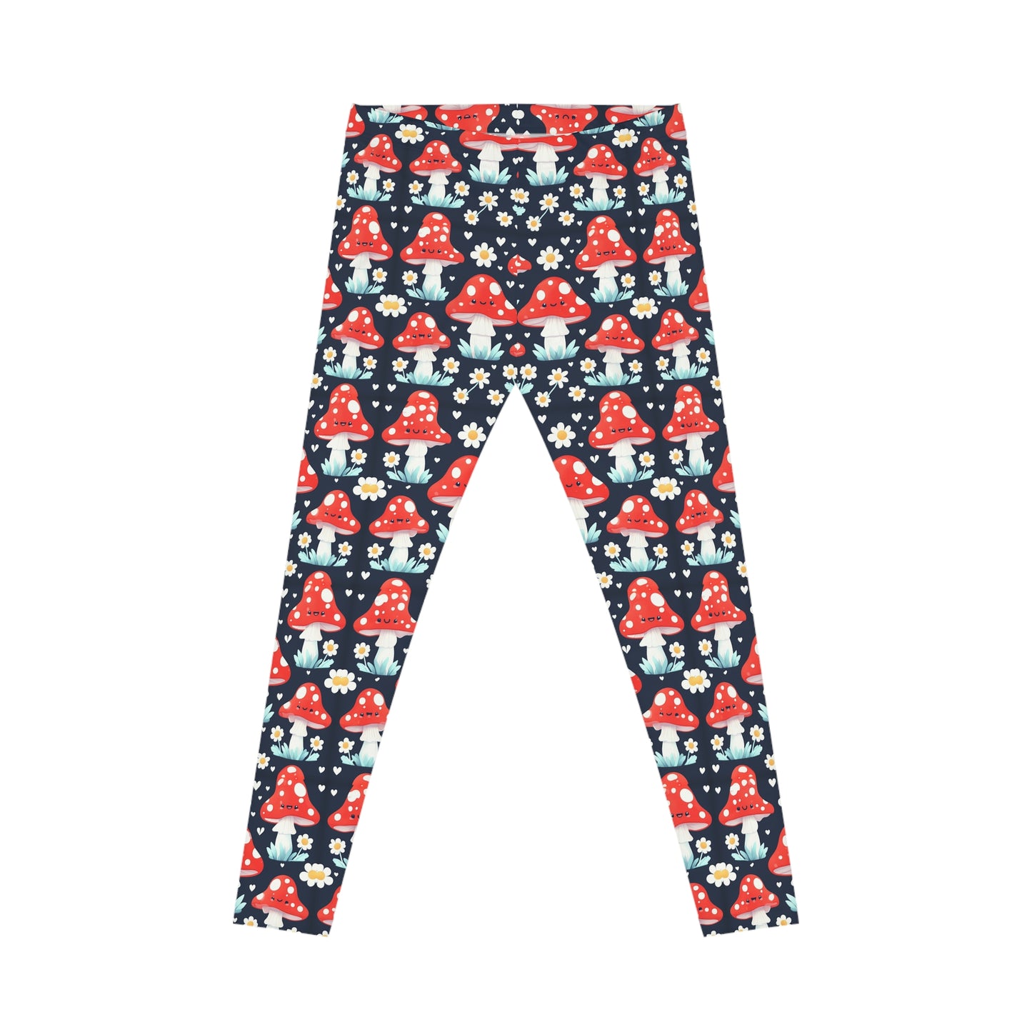 Whimsical Mushroom Print Casual Leggings for Women, Comfortable Yoga Pants, Trendy Loungewear