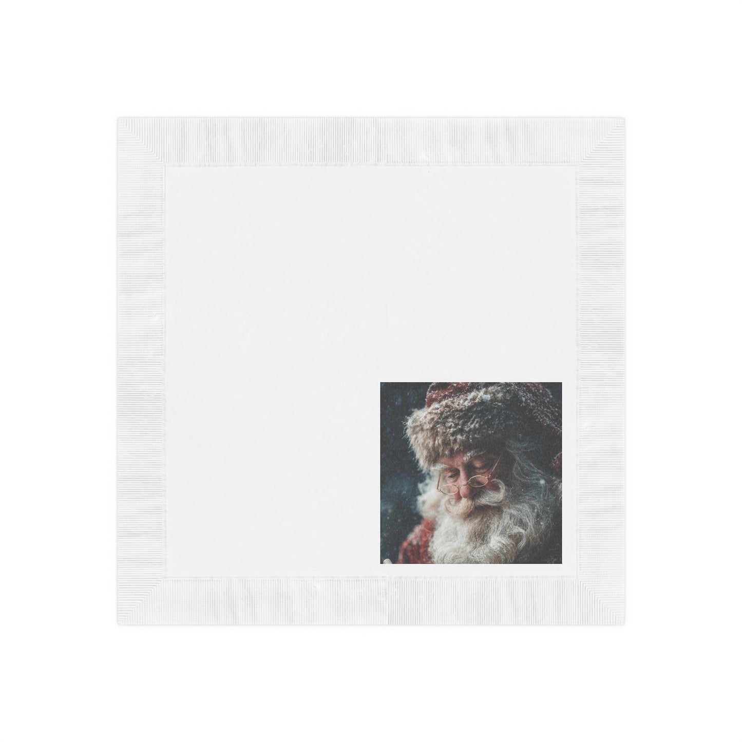 White Coined Napkins- Santa