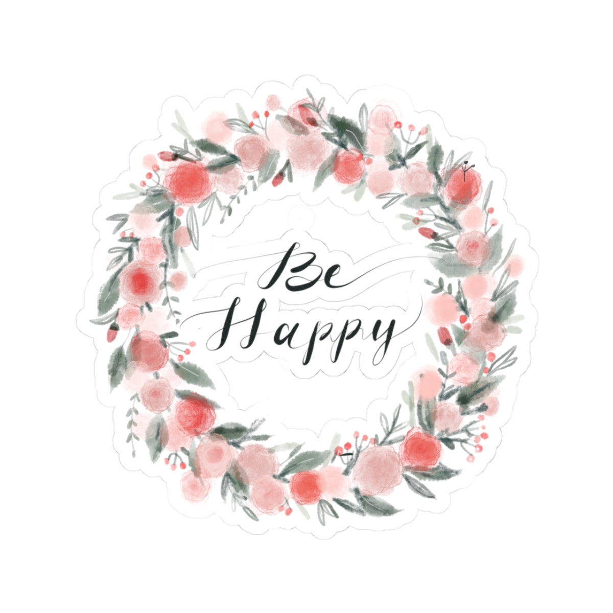 Floral Be Happy Stickers, Cute Stickers for Laptops, Journals, Scrapbooking, Gifts, Self-Care Decor